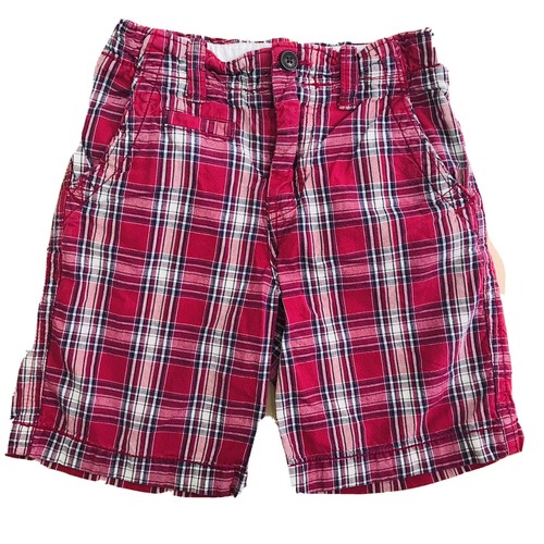 GAP Kids Boys Red Plaid Shorts Size 7 Adjustable Waist