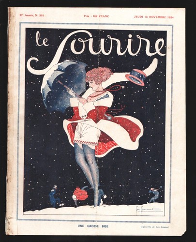 Sourire 11/1924-Spicy cover art by  Aquarelle de Geo Gaunet-Pulp fiction full...