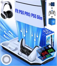 PS5 Slim Stand Cooling Fan For PS5/Disc&Digital PS5 Controller Charger Station