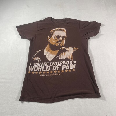 The Big Lebowski Shirt Mens Small Brown Tee Entering A World Of