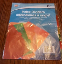 JOT 8 COUNT PLASTIC INDEX DIVIDERS WITH INSERTS FITS STANDARD 3 RING BINDERS