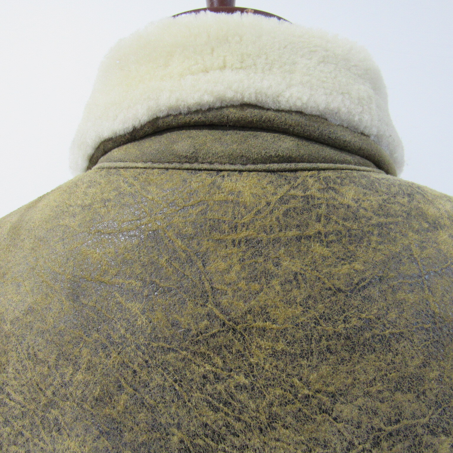 Vintage Marlboro Classics Leather Flying Jacket Women UK 10 Green Sheepskin Coat image 10