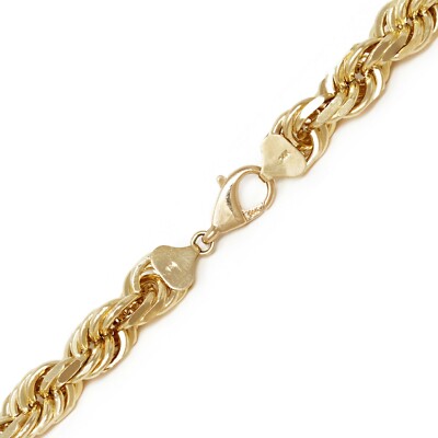 14k Yellow Gold Solid Diamond Cut Rope Chain Necklace 16''-30'' 1.5mm to 12mm