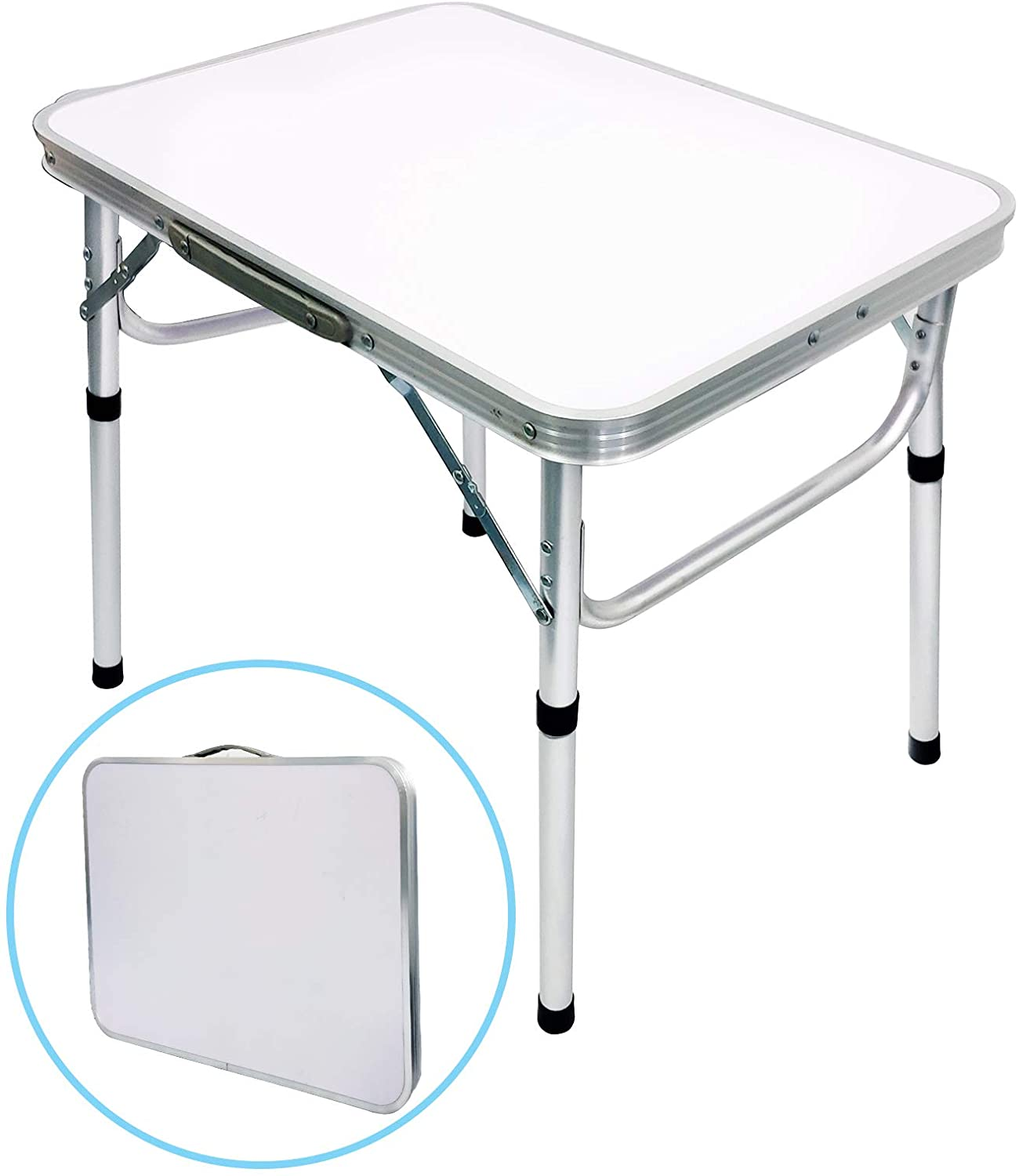 Aluminum Folding Small Picnic Table, Adjustable Height Lightweight Portable Camp