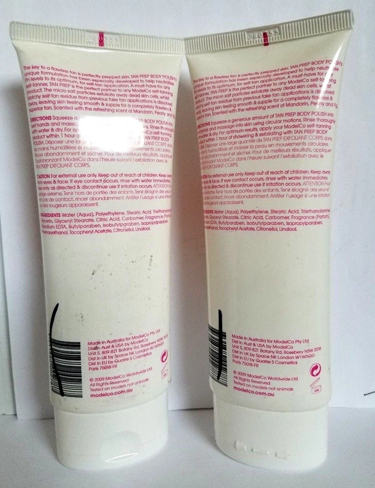 Paquete de 2 esmaltes corporales Model Co Tan Prep 200 ml exfoliante exfoliante para cuerpo 6,76 oz Foto 3 de 3