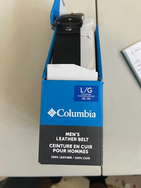 Мужской кожаный ремень Columbia размер 36-38 черный 4390₽