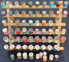 68 Coats And Clark’s Wood Vintage Thread Spools  Belding And Display Rack VGVC