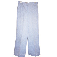 Vintage 1970s High Waist Wide Leg Pants Womens 28x29 Blue White Textured Hippie