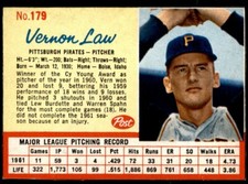 1962 Post #179 Vernon Law NM