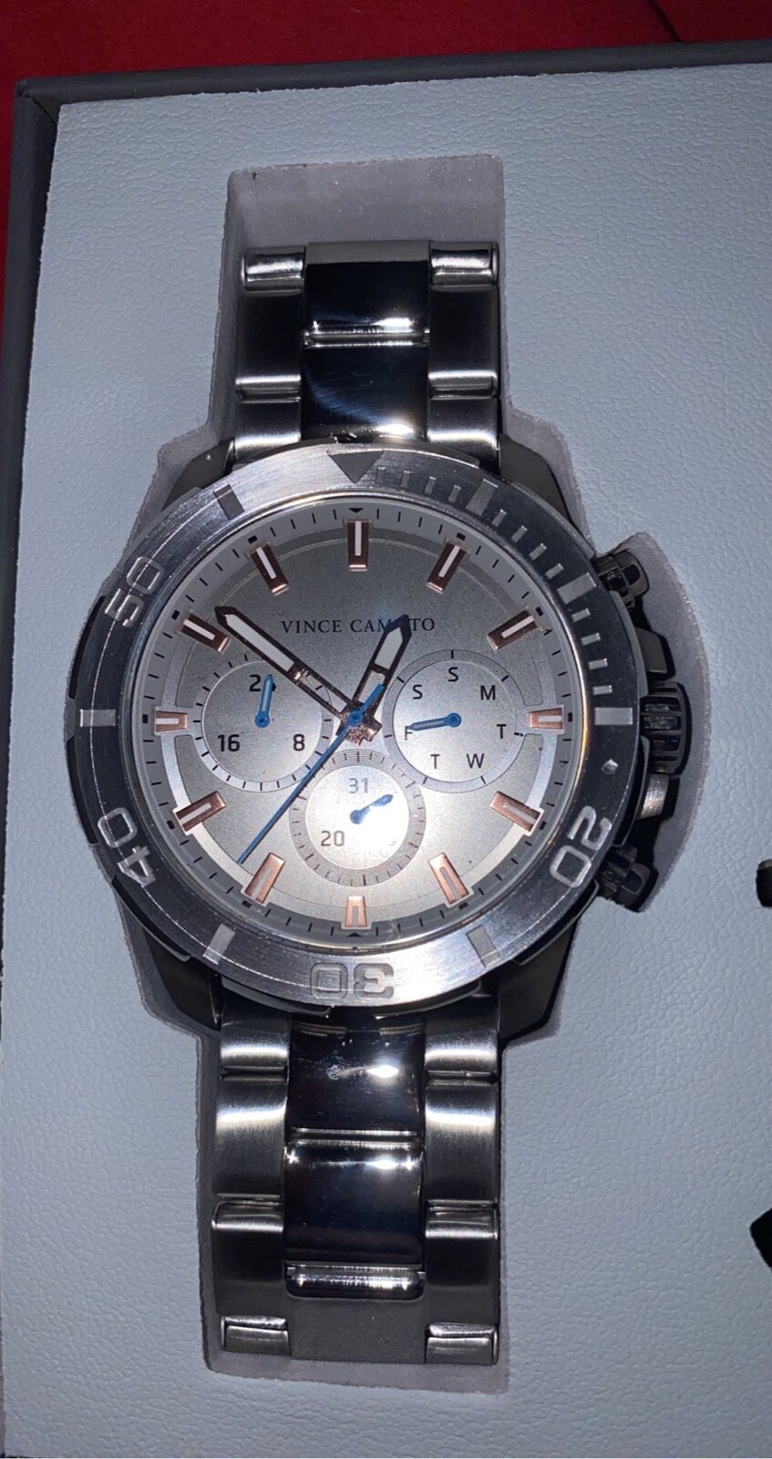 Vince Camuto Chronograph Stainless Steel Men's Watch and Sunglasses