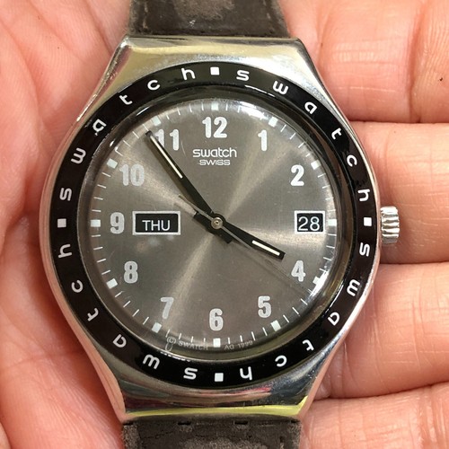 Swatch Irony Herren AG1999 Mahagany Swiss Made Leder Quarz 37mm Uhr 7 1/2" - Bild 12 von 14