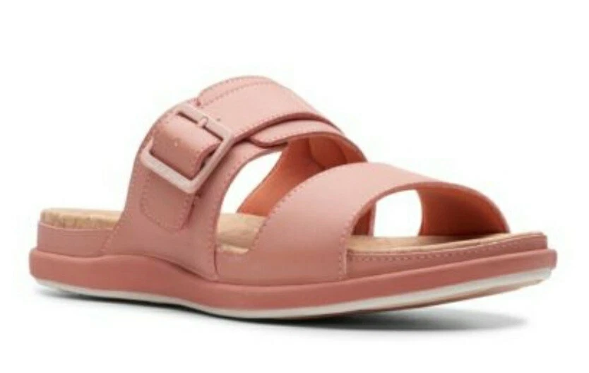 Clarks donna * passo giugno marea * fibbia pesca zeppa slider mule sandalo UK 5 D