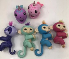 Lot of 6 Fingerlings WoWee Interactive Toys Panda Monkey Narwhal Used Read
