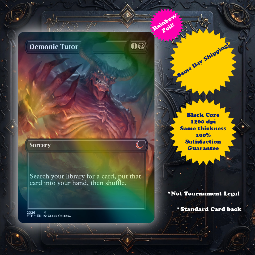 Demonic Tutor - Foil High Quality Custom Art Playtest card for MTG - EDH