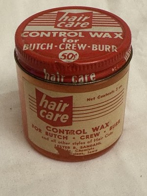 Vintage Hair Care Control Wax Butch Crew Burr Haircut Jar 3 Oz Des Moines IA