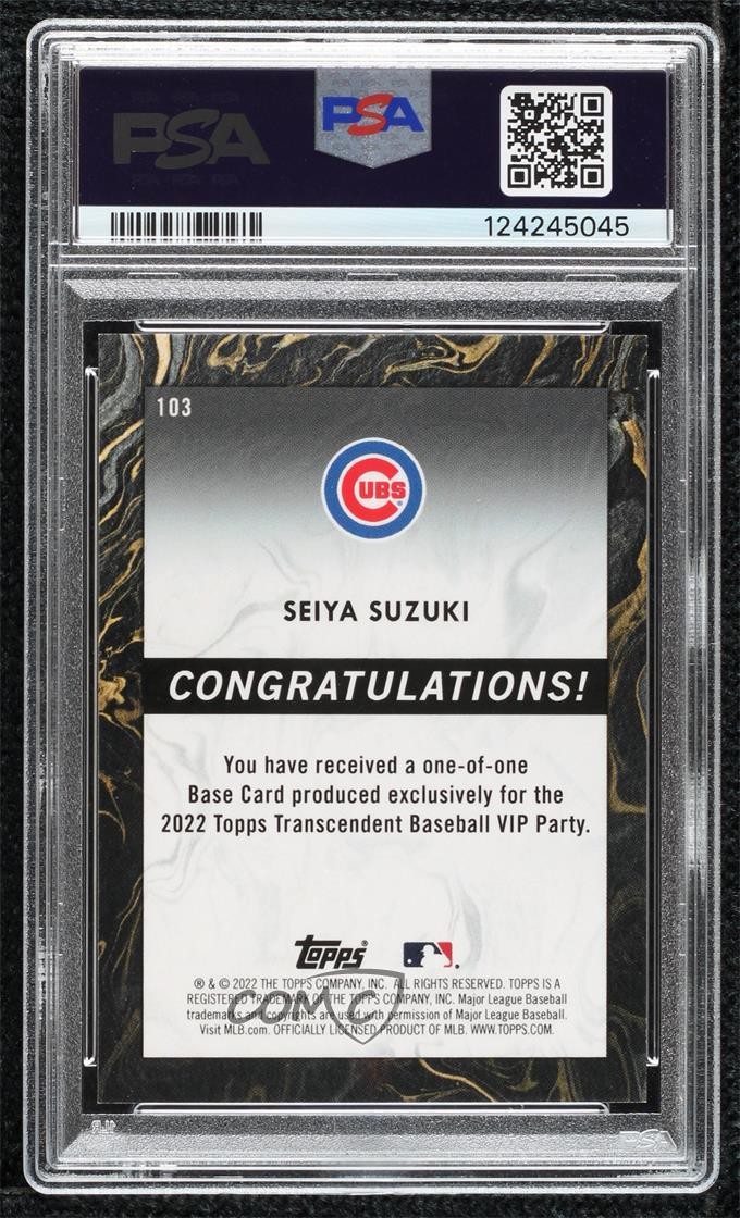 2022 Transcendent Collection VIP Party 1/1 Seiya Suzuki PSA 9 MINT Rookie RC 6fs