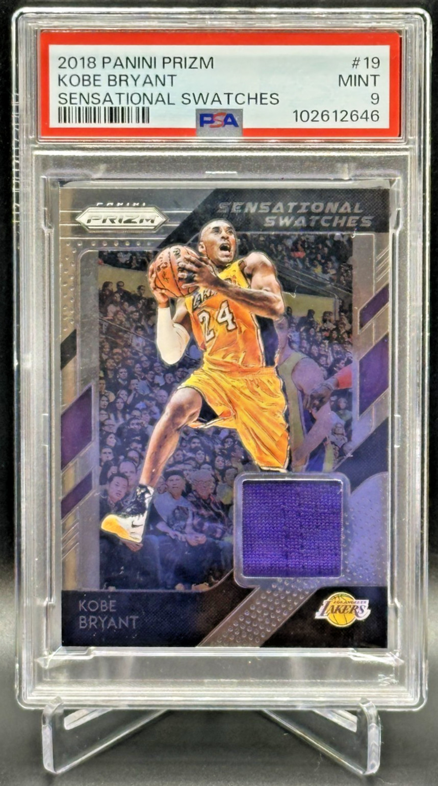 2018 Prizm Kobe Bryant GAME USED Jersey/Patch SENSATIONAL SWATCHES PSA 9 MINT! view 5