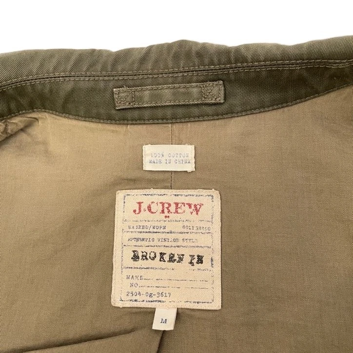 J.Crew Broken In Jacket Men Sz Med Army Green Canvas Military Field Coat Utility image 3
