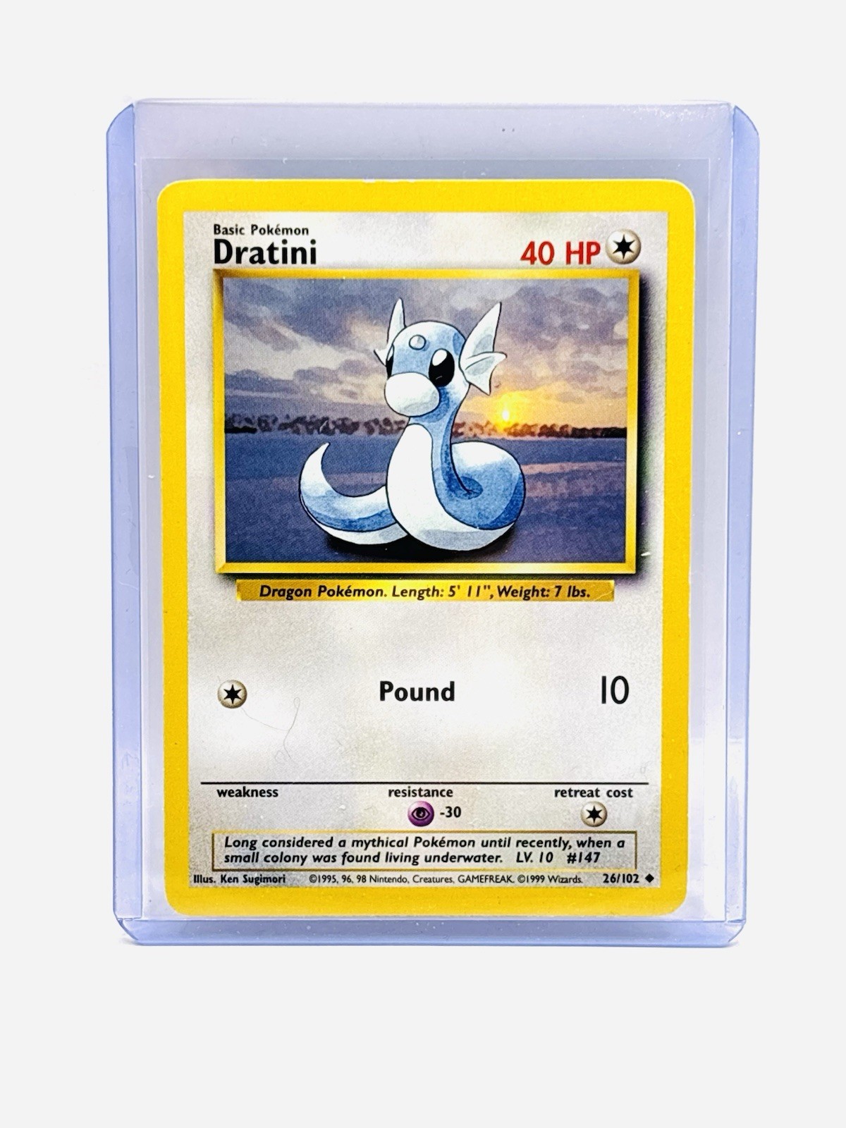 Dratini 26/102 Base Set Pokémon Card 1999 Vintage WOTC Common LP