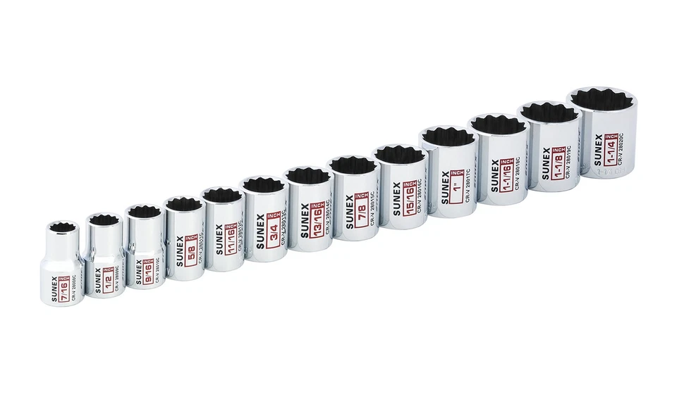 13Piece 1/2" Drive Chrome Socket Rail 12Pt SAE Standard - Image 3 of 3