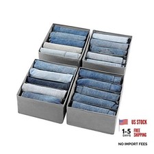 Jeans Drawer Organizers for Clothing, 5 Compartment Wardrobe Storage Box, Grey