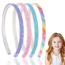 4PCS Glitter Headband,Toddler Girl Headbands,Sparkly Cute Non Slip Kids Headb...