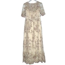 Adrianna Papell 10 NEW Long Illusion Embellished Evening Formal Gown Wedding