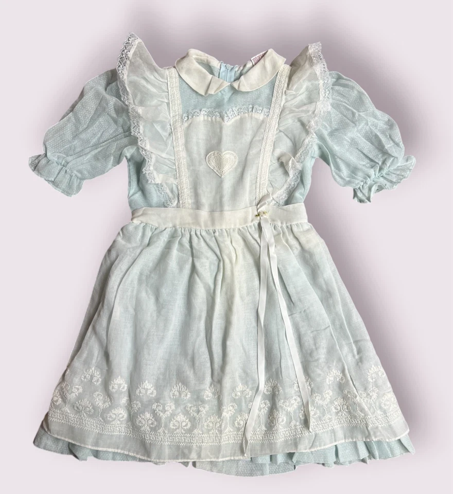 Vtg 1970s Dorissa of Miami Dress Girls 6X Floral Ruffle Puff Sleeve Prairie - Image 3 of 4