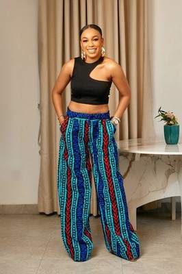 MYTRIBENG DURAH AFRICAN PRINT WIDE LEG PANTS