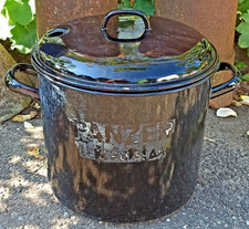 Emaille Topf alt schwarz   Bepflanzungstopf  Blumenkübel Vintage dekorativ