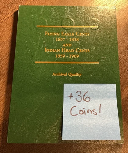 Flying Eagle And Indian Head Penny Set In Littleton Album 1857 To 1909, 36 Coins