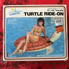 Vtg Wet Set Turtle Ride On 67"x56" Inflatable 1986 Pool Float #58563 Intex