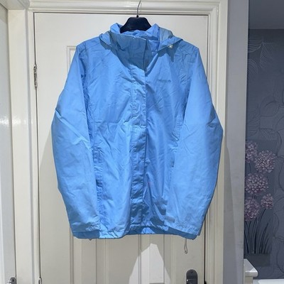 Regatta Light Blue Hooded Waterproof Zip Rain Coat Jacket Size 10 *minor marks