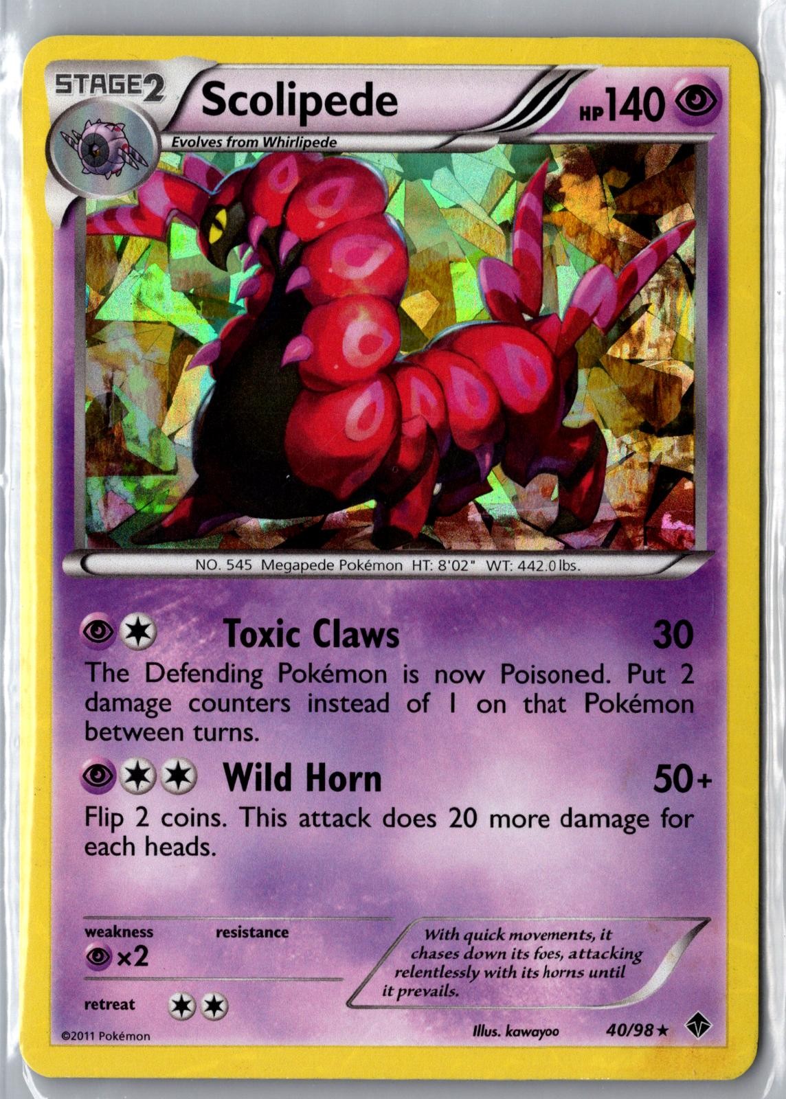 Scolipede (BW Emerging Powers) 40/098 C ICE Holo Rare Deck Exclusives Pokemon LP