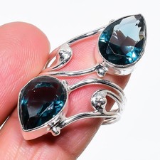 London Blue Topaz Gemstone 925 Sterling Silver Jewelry All Size Ring For Gift