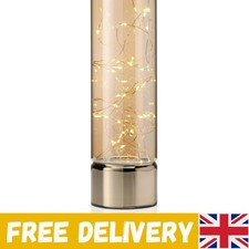 Large Golden Wire Glass Lantern - Battery Operated with Timer for Home Elegance