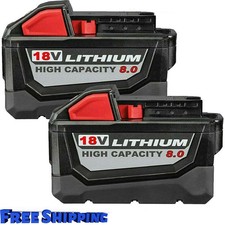 2 PACK For Milwaukee M18 Lithium 8.0 AH Extended Capacity Battery 48-11-1860 NEW