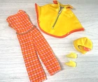 Vintage MATTEL BARBIE PONCHO PUT-ON #3411 Complete Yellow & Orange clothing EUC