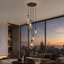 5 Lights Raindrop Solid Glass Pendant Light S...