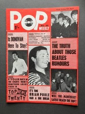 1965 Pop Weekly Magazine the Beatles Donavon Manfred Mann Brian Poole