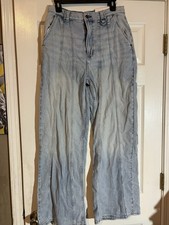 Arizona Jean Co Women's Light Blue Wide Leg Jeans High Rise Button Zip Denim