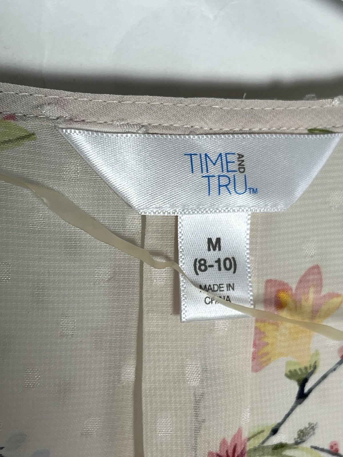 Time and Tru Lace Peasant Top Women’s Size M 8-10 Ivory Floral 2 Piece Boho