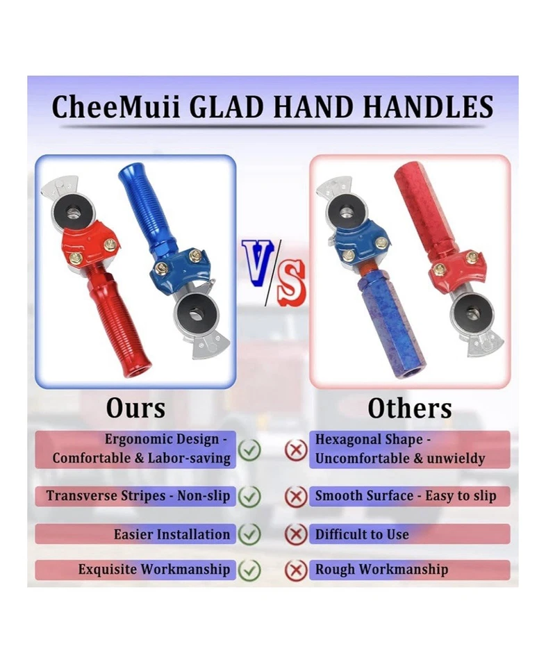 RED & BLUE Glad Hand Handle , Transverse Stripe Handle, Anodized Aluminum . - Image 3 of 4