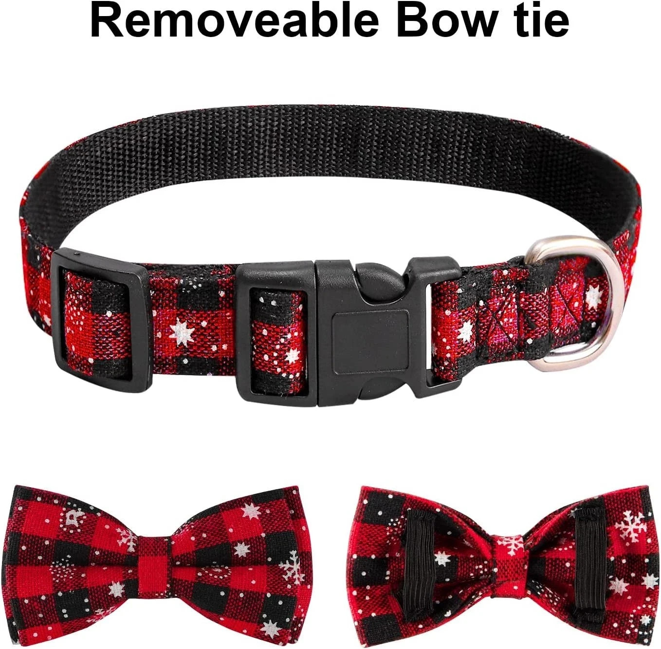 2 Pack Christmas Dog Collar with Bow, Dog Red Green Plaid Adjustable Medium NEW