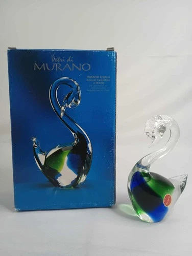 Vintage 2000 Italy Vetri Di Murano Artglass Animal Collection FR1000 Box - Swan