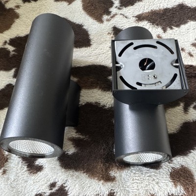 Modern Black Up Down Wall Sconce Set of 2 Indoor Outdoor Matte Metal