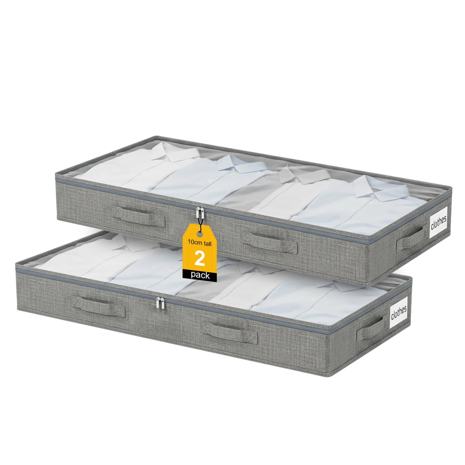 Boite de rangement sous le lit 50L grand volume tissu pliable lot de 2 grand format