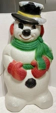 VTG General Foam Plastics 30” Frosty The Snowman Lighted Blow Mold Top Hat Scarf