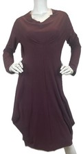Veronique Miljkovitch Stretch Knit Dress Draped Neck Knee Length Burgundy Sz M
