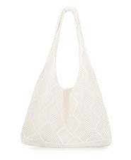 Crochet Beach Tote Bag for Women - Aesthetic Mesh Hippie Knit Bag Beige